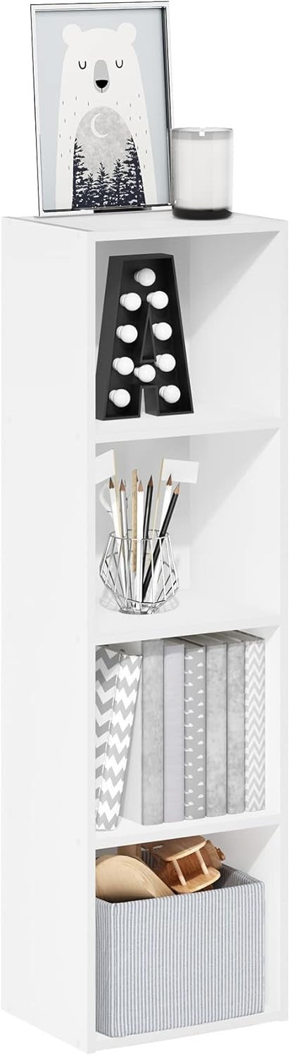4 Cube Bookcase Small Storage Shelf Compact Organizer Bookshelf Display White