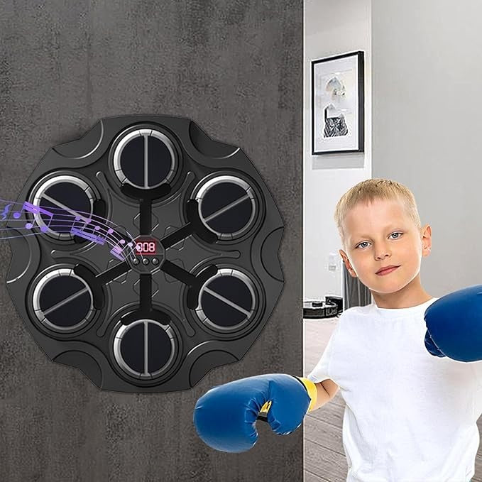 Wall Mounted Music Boxing Machine LED Punch Trainer Gloves Kids Adults