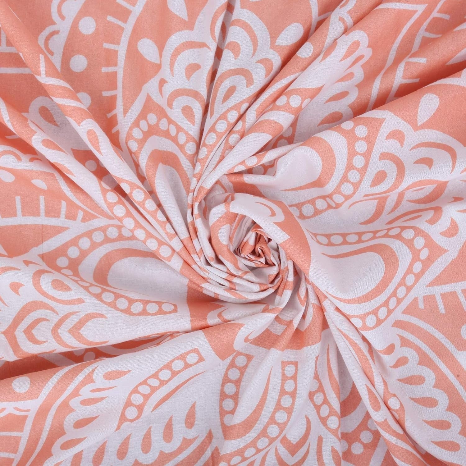 Boho White Rose Gold Mandala Tapestry 52x82" Cotton Wall Decor
