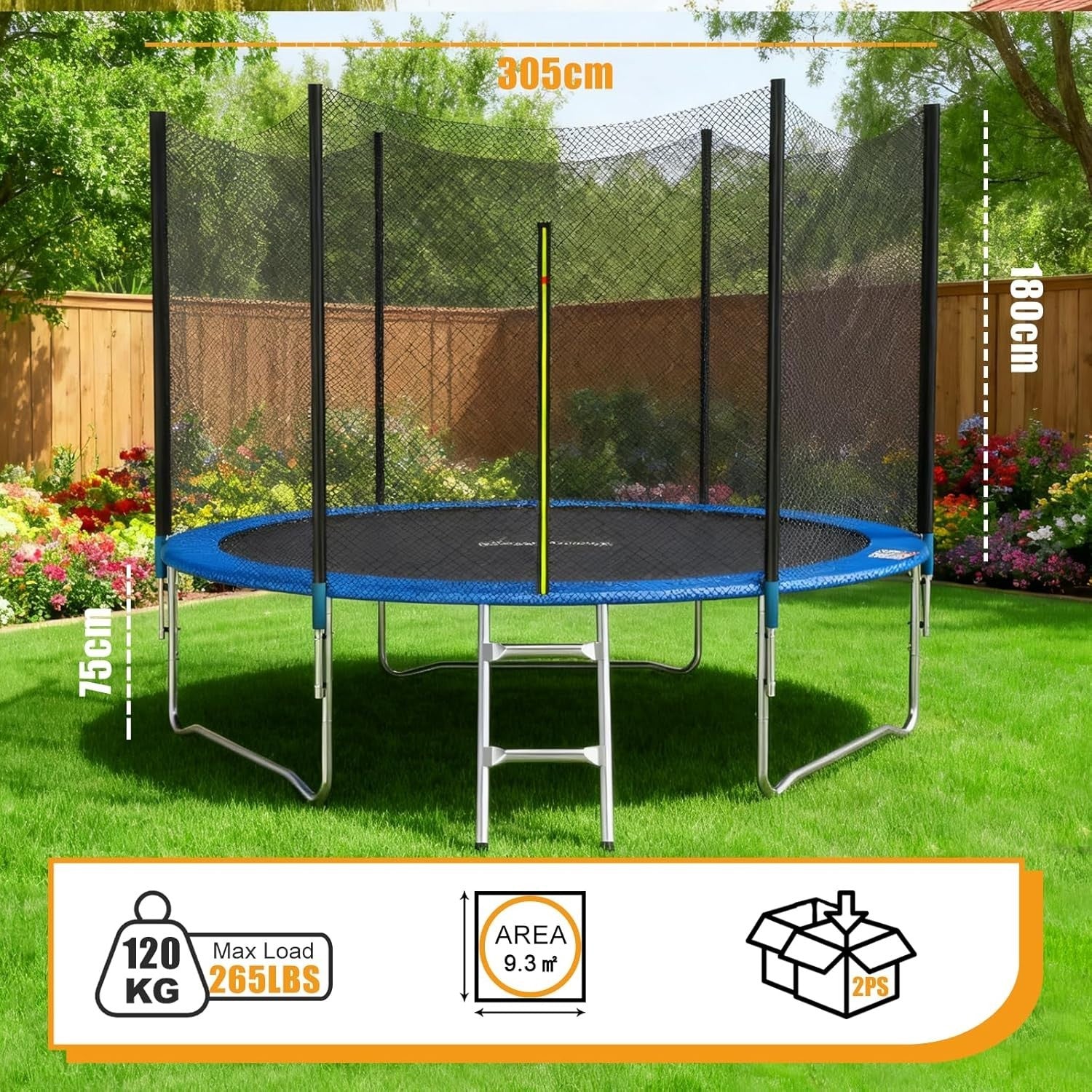 10ft Outdoor Garden Trampoline Kids Safety Net Ladder Set
