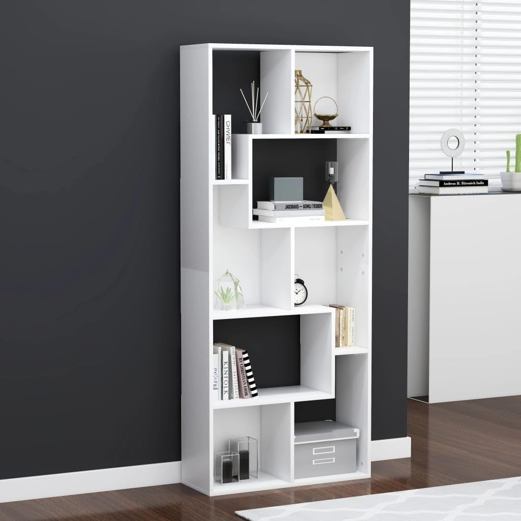 White Modern Bookcase Storage Cabinet 67x24x161cm – Sleek & Sturdy