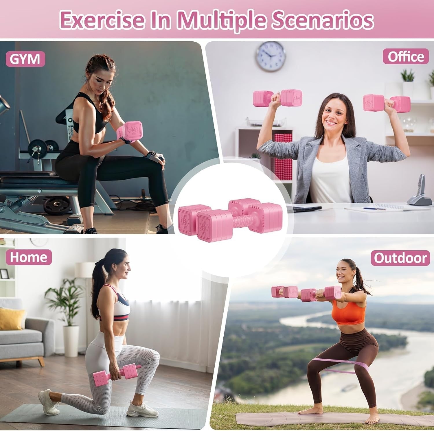 4-in-1 Adjustable Dumbbells Pair 2–5KG Non-Slip Home Gym Weights Set