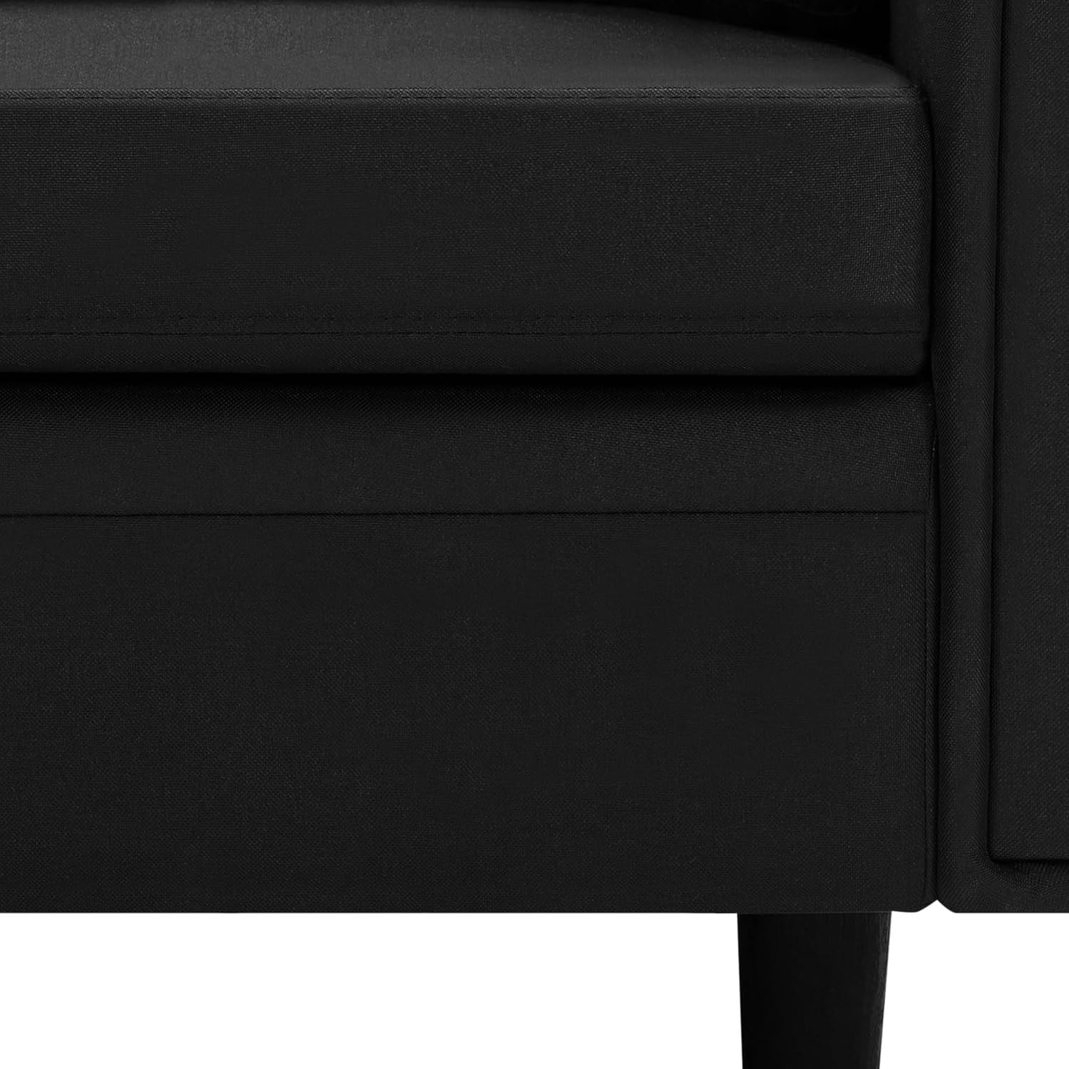 Velvet Black L-Shaped Corner Sofa with Ottoman 3-Seater Chaise for Small Spaces