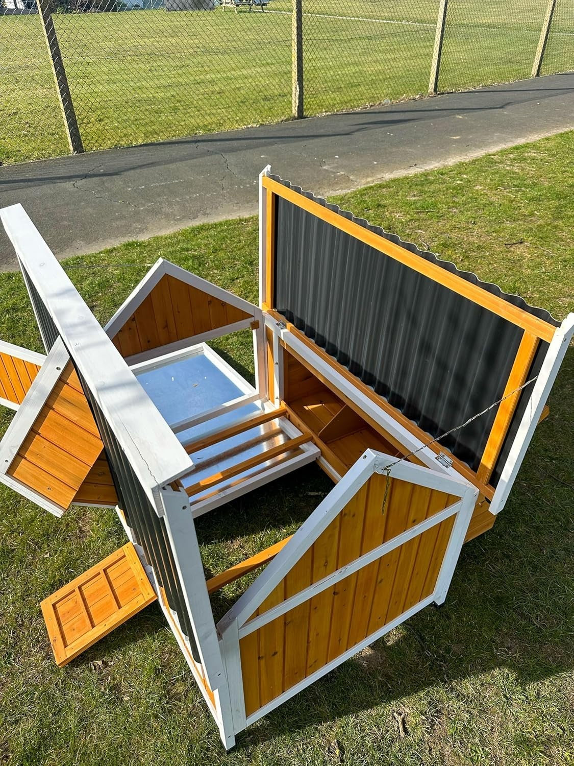 Large Wooden Chicken Coop 115cm ECO Roof Hen House 7 Birds