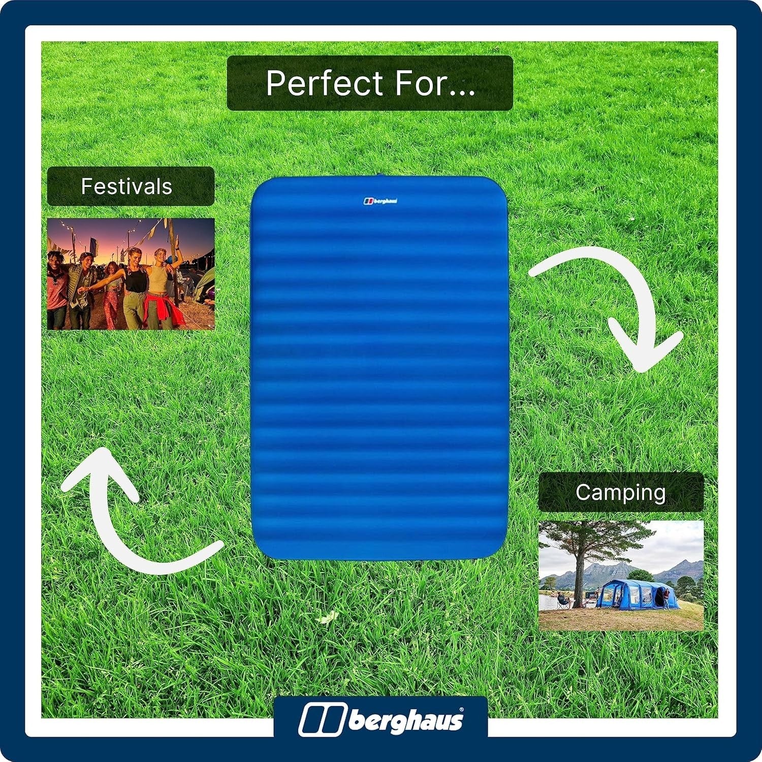 Double Self-Inflating Camping Mat 201x132x10cm Air Bed for 2 Adults
