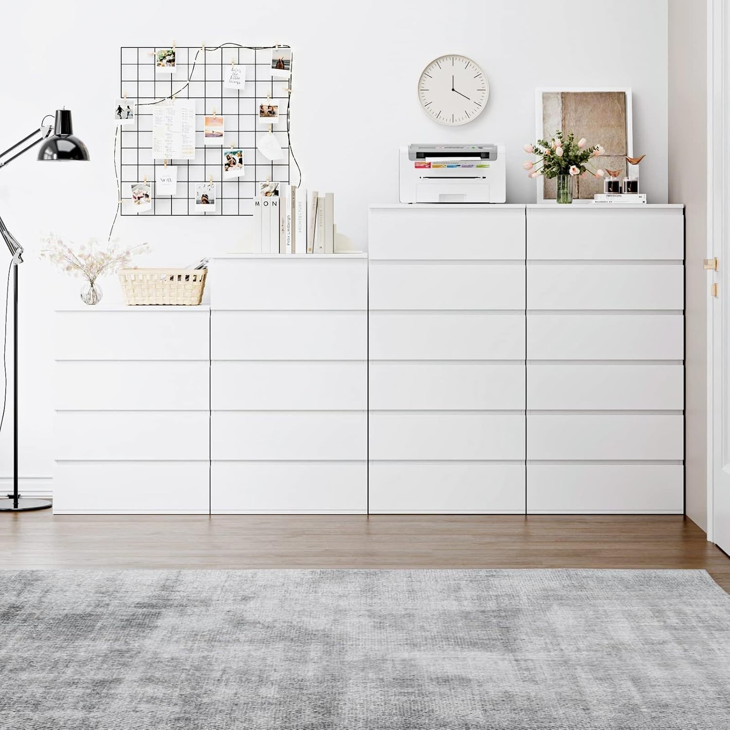 6-Drawer White Chest Storage Cabinet 119cm Tall Bedroom Dresser Organizer