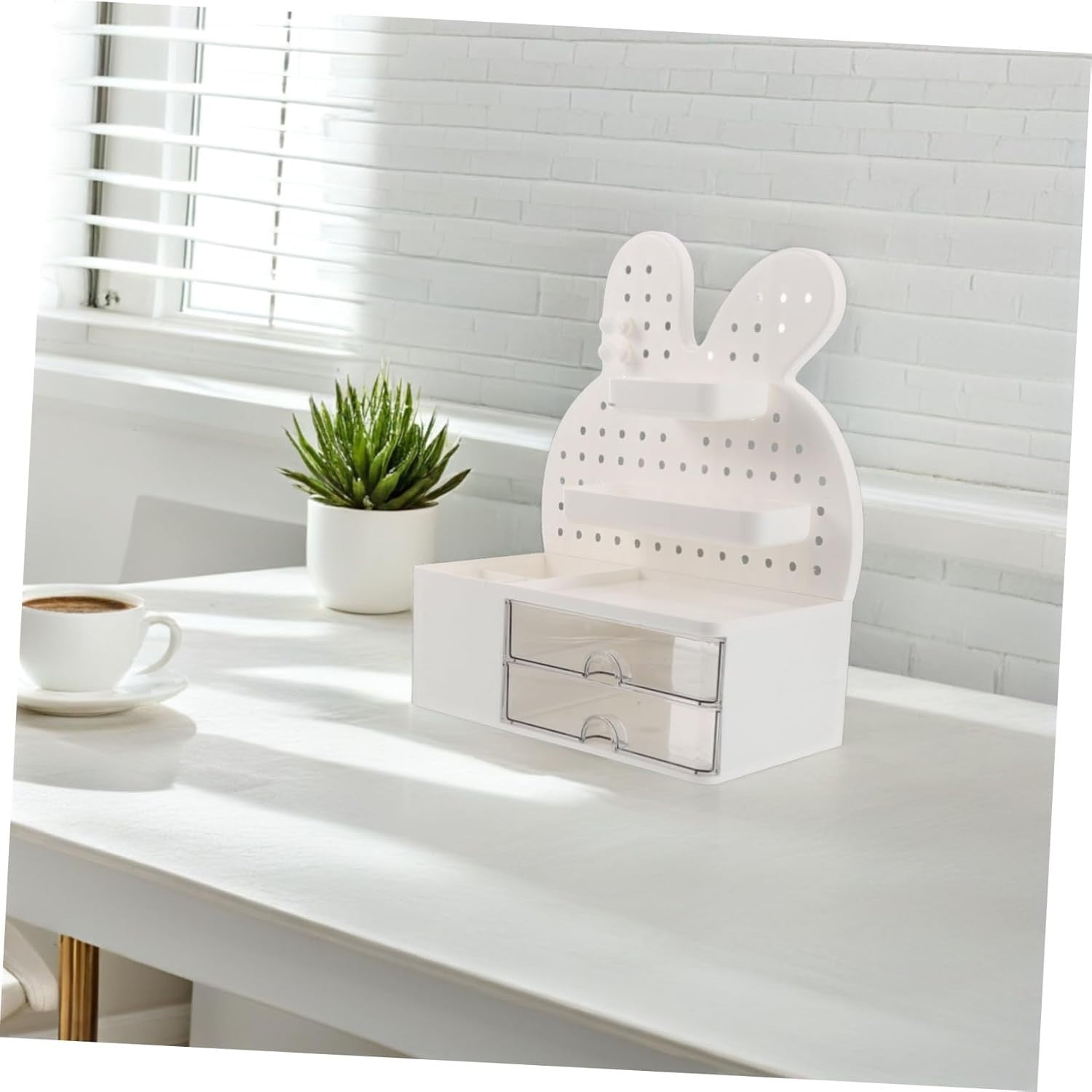 Bunny Desk Organizer Pegboard Storage Box Drawer Plastic Cute