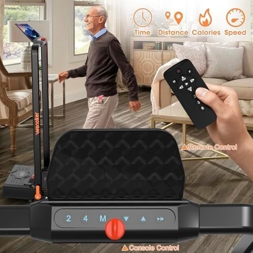 10% Incline Foldable Under-Desk Treadmill 12km/h, 2.5HP, Dual Control Home