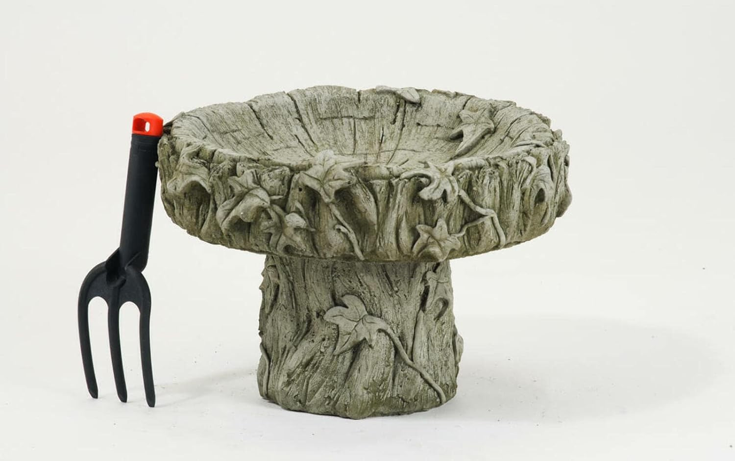 Stone Effect Bird Bath Feeder Garden Ornament | Vine Leaf Design Outdoor