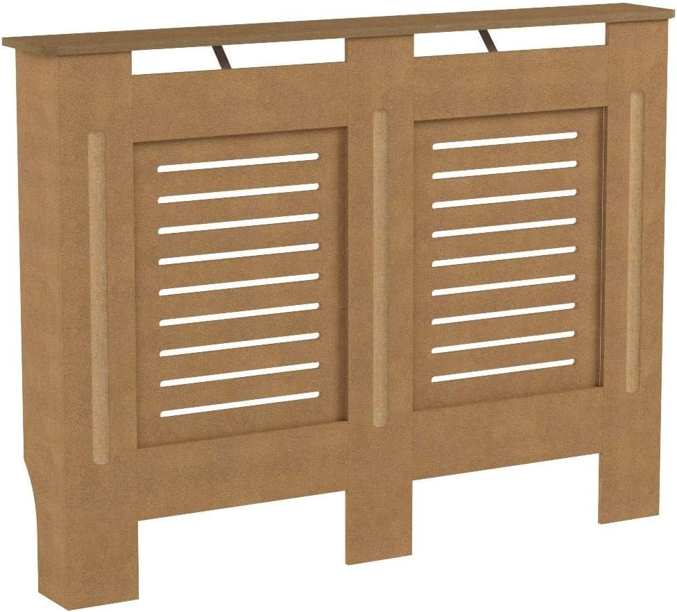 Medium MDF Radiator Cover 111cm Unpainted Slatted Heating Cabinet Modern