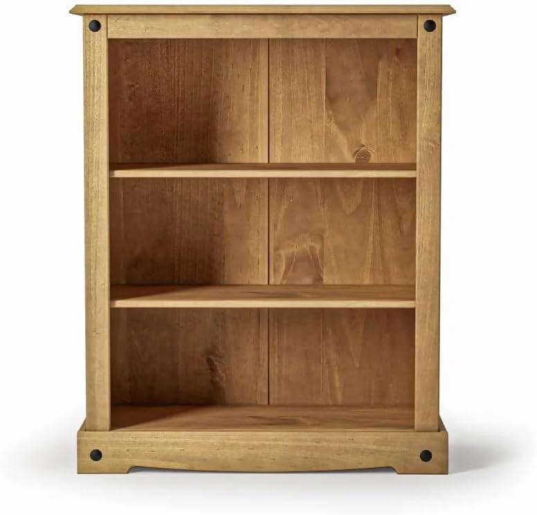 3 Tier Solid Pine Wooden Bookcase Rustic Small Storage Shelf 75x29x100cm