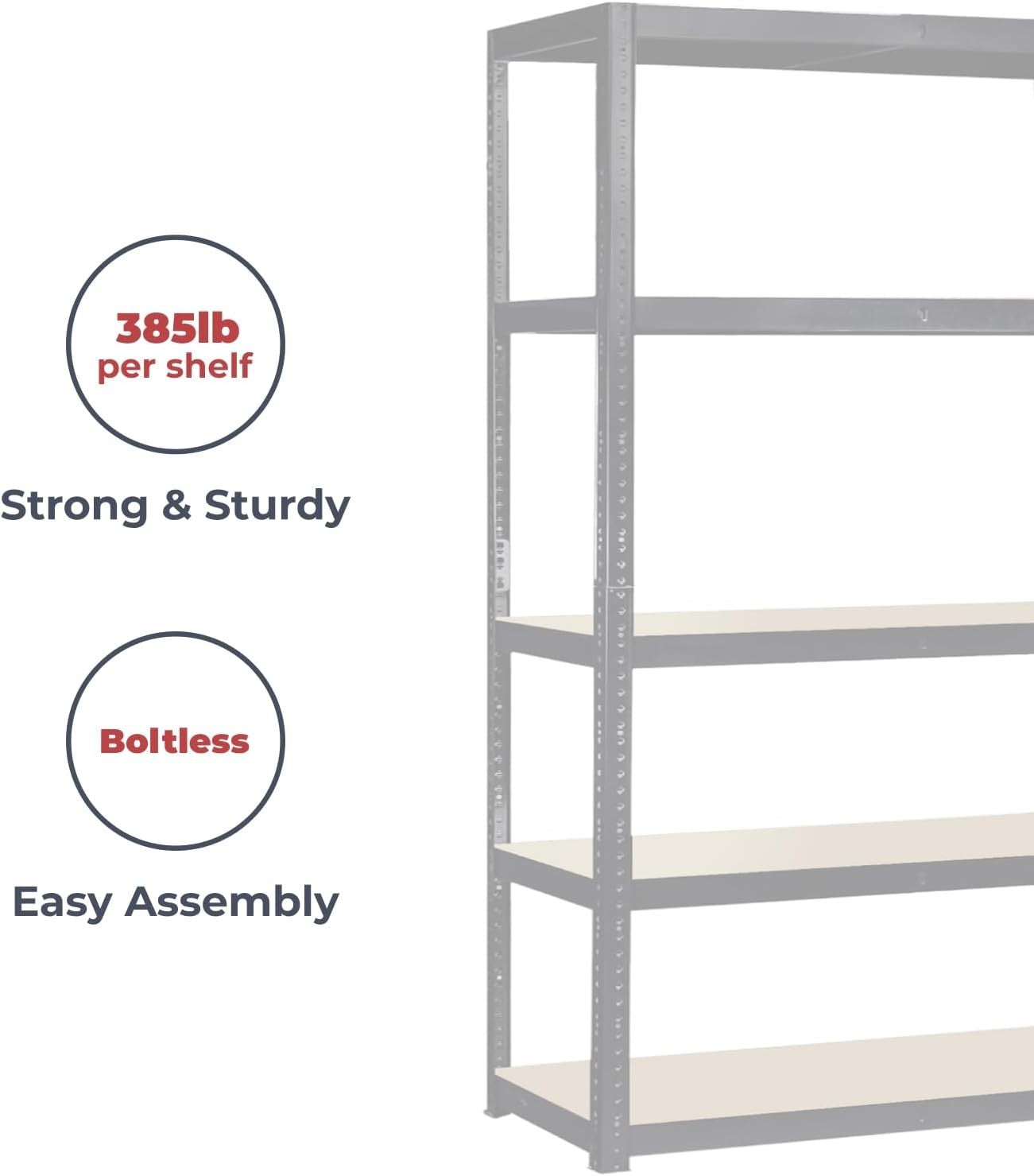 5-Tier Garage Shelf Unit 180x90x40cm Adjustable Heavy-Duty MDF + Steel