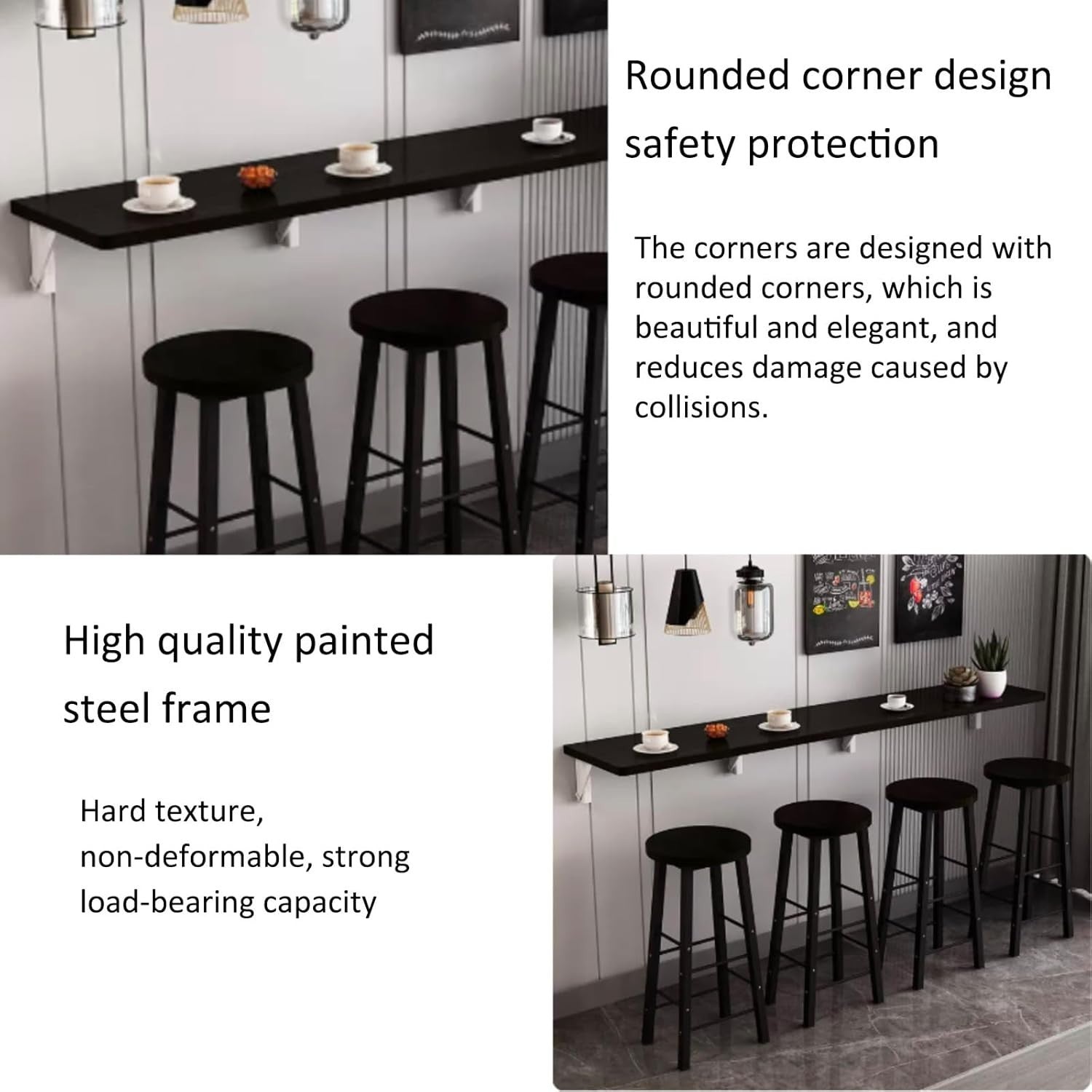 Folding Wall Table for Small Spaces Narrow Long Drop-Leaf Desk Heavy Duty