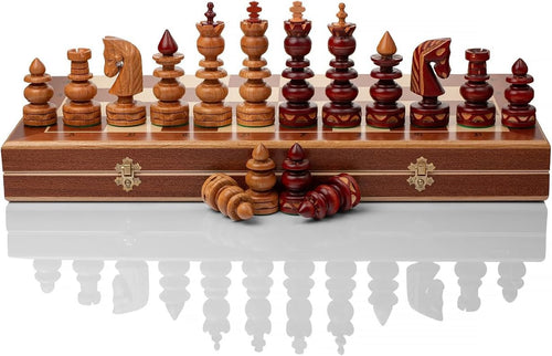 59cm Large Wooden Chess Set | Handcrafted Staunton Pieces | Premium Inlaid Board