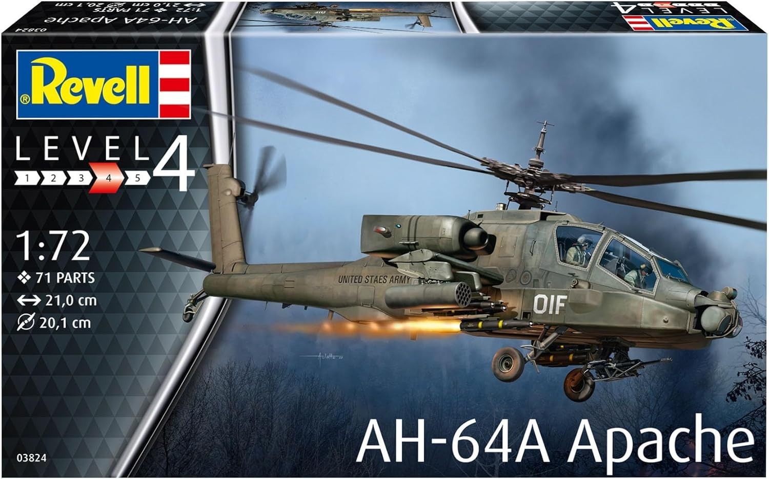 1:72 AH-64A Apache Helicopter Model Kit Military Plastic DIY Scale Replica