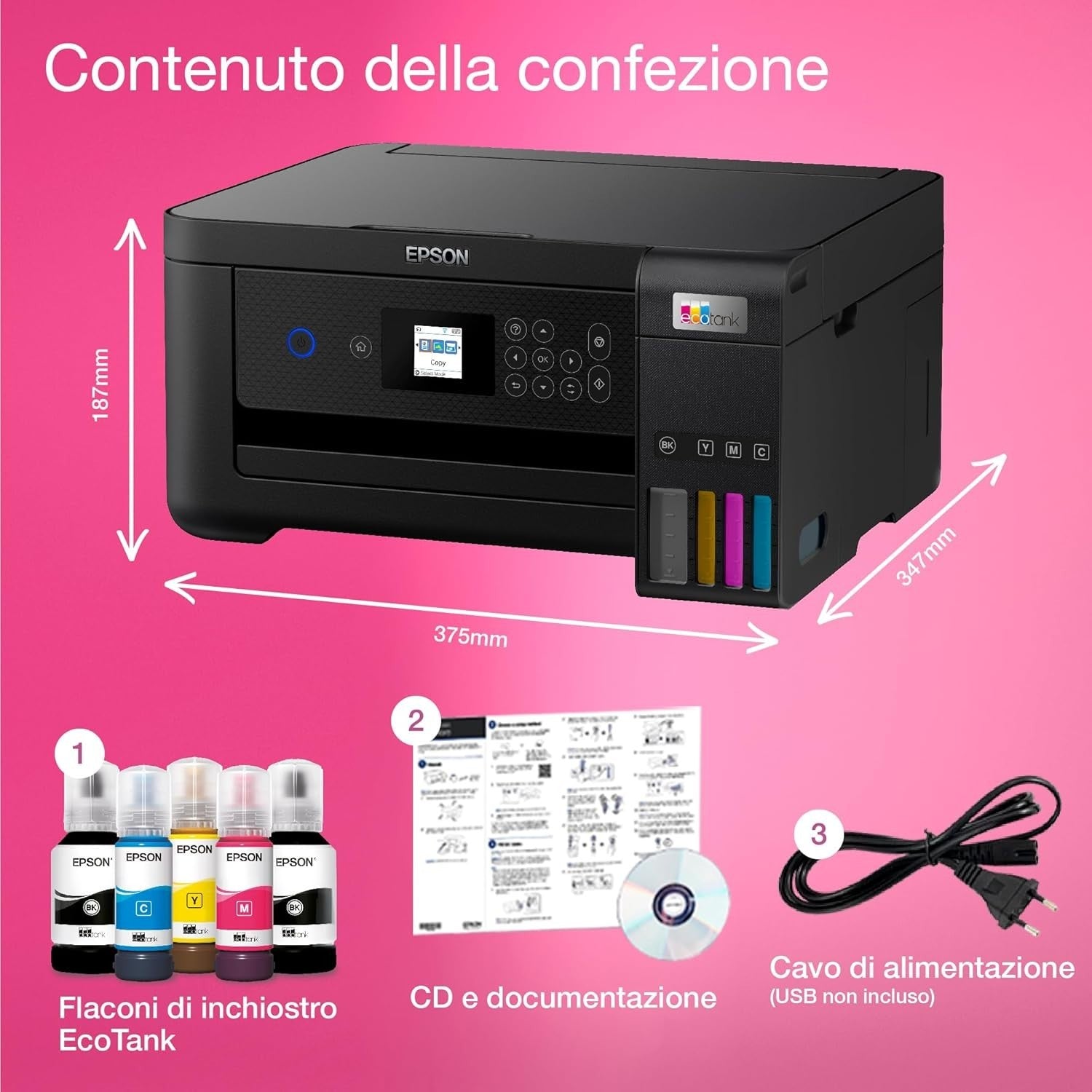 A4 Multifunction Printer High Capacity Refillable Tanks Black Duplex LCD