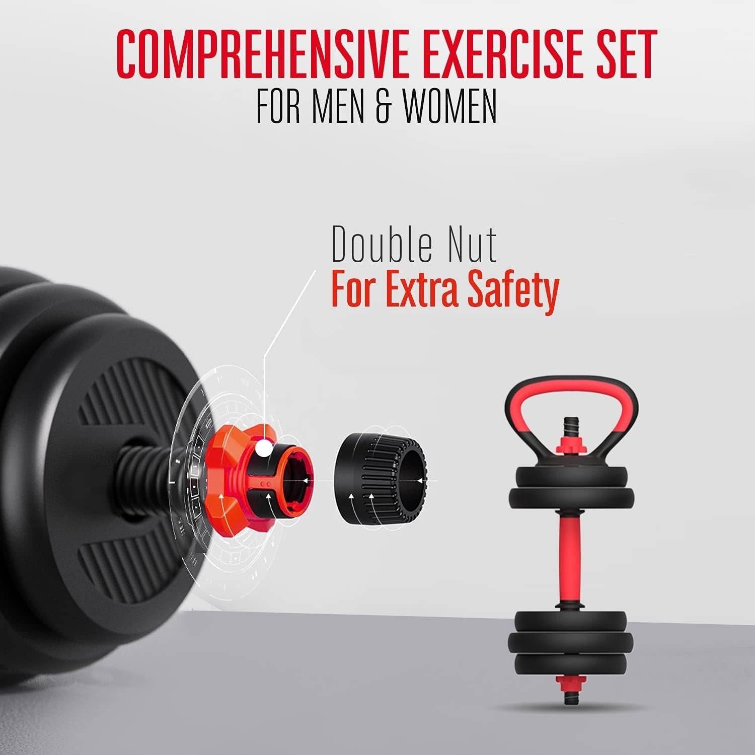 Adjustable 6 in 1 Dumbbell Barbell Kettlebell Set 30–40KG Home Gym