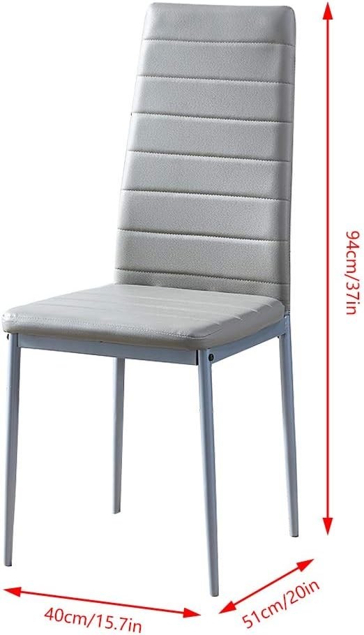 White 4-Seater Dining Table Set with Grey Leather Chairs | Space-Saving