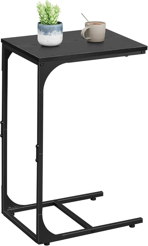 Slim C Shape Side Table Sofa Bed Desk Small Space Coffee End Table Black