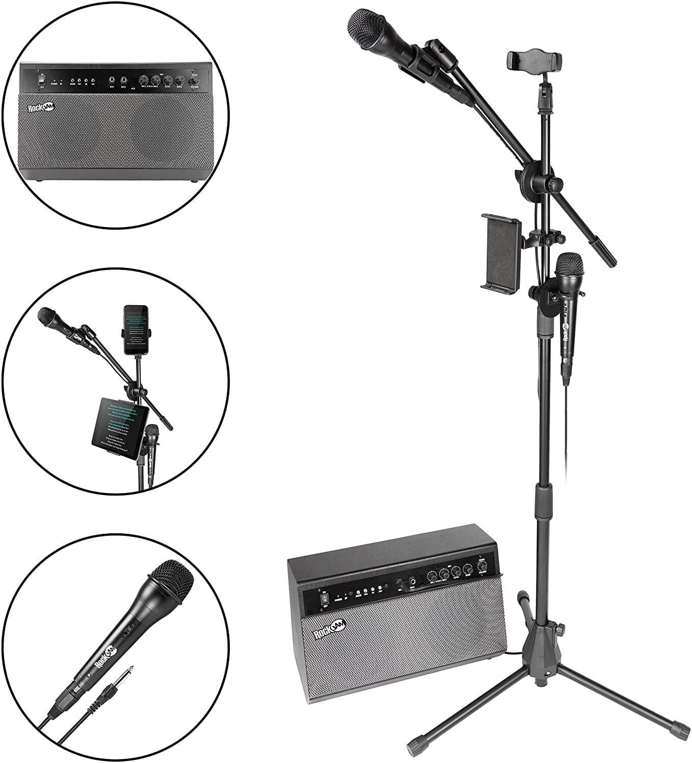 100W Bluetooth Karaoke Machine PA System with 2 Mics & Stand