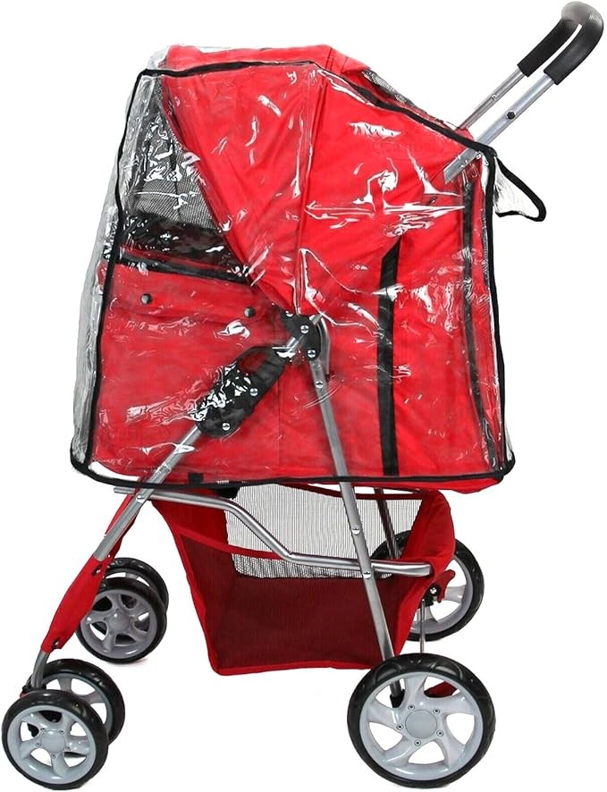 Dog Stroller Rain Cover Foldable Pet Small Medium Dogs Cats Pushchair