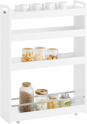Slim Kitchen Storage Trolley 4 Tier Narrow Rolling Cart Bathroom Wheels