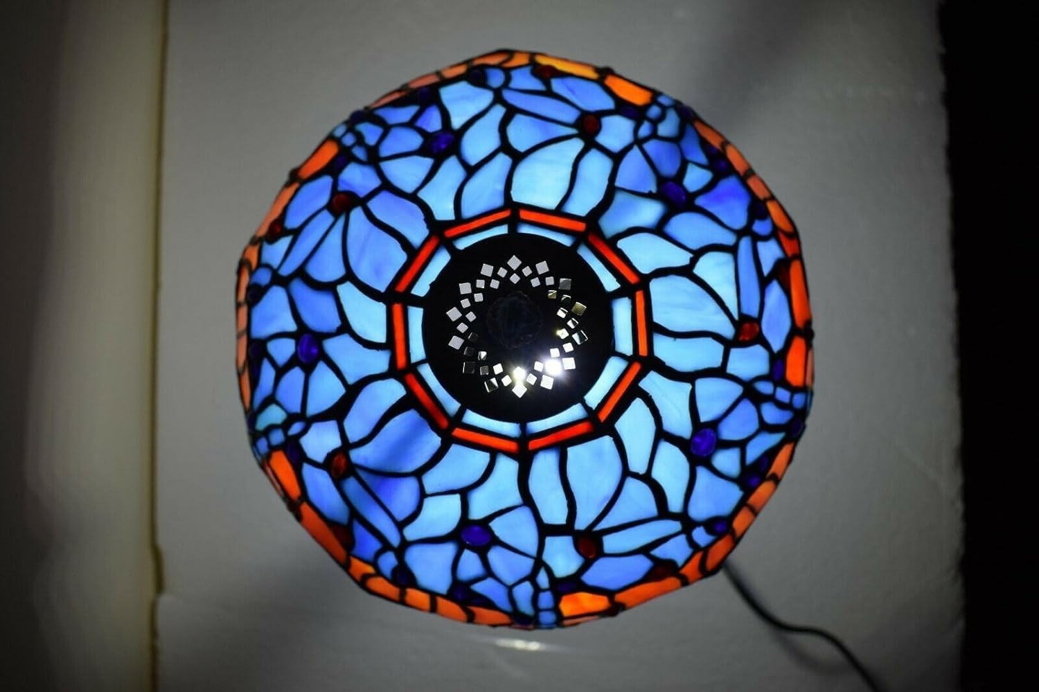 Handmade Tiffany Dragonfly Table Lamp 42cm Tall Stained Glass