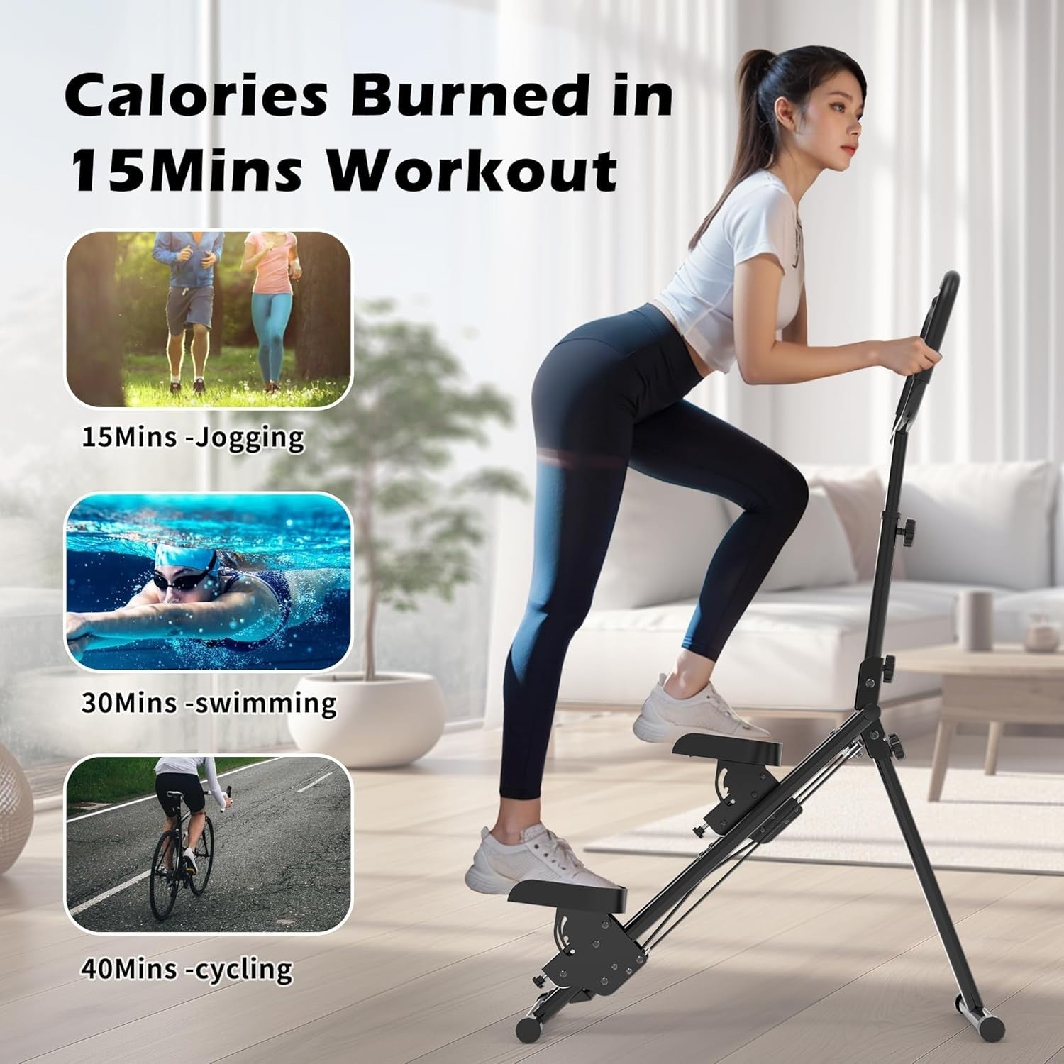 Foldable Stair Climber w/ Adjustable Handle, Large Treads & Full-Body Workout