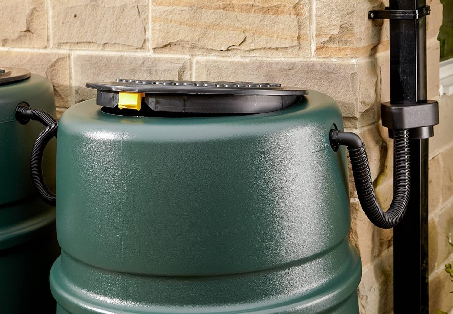 227L Green Water Butt Kit With Stand, Tap & Diverter Rain Collector