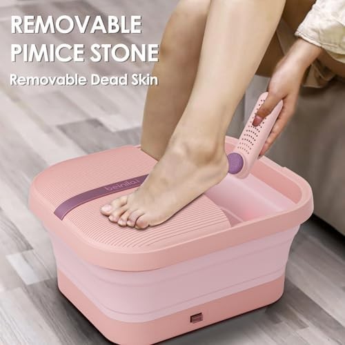Collapsible Heated Foot Spa Bath Massager Bubbles Rollers Red Light