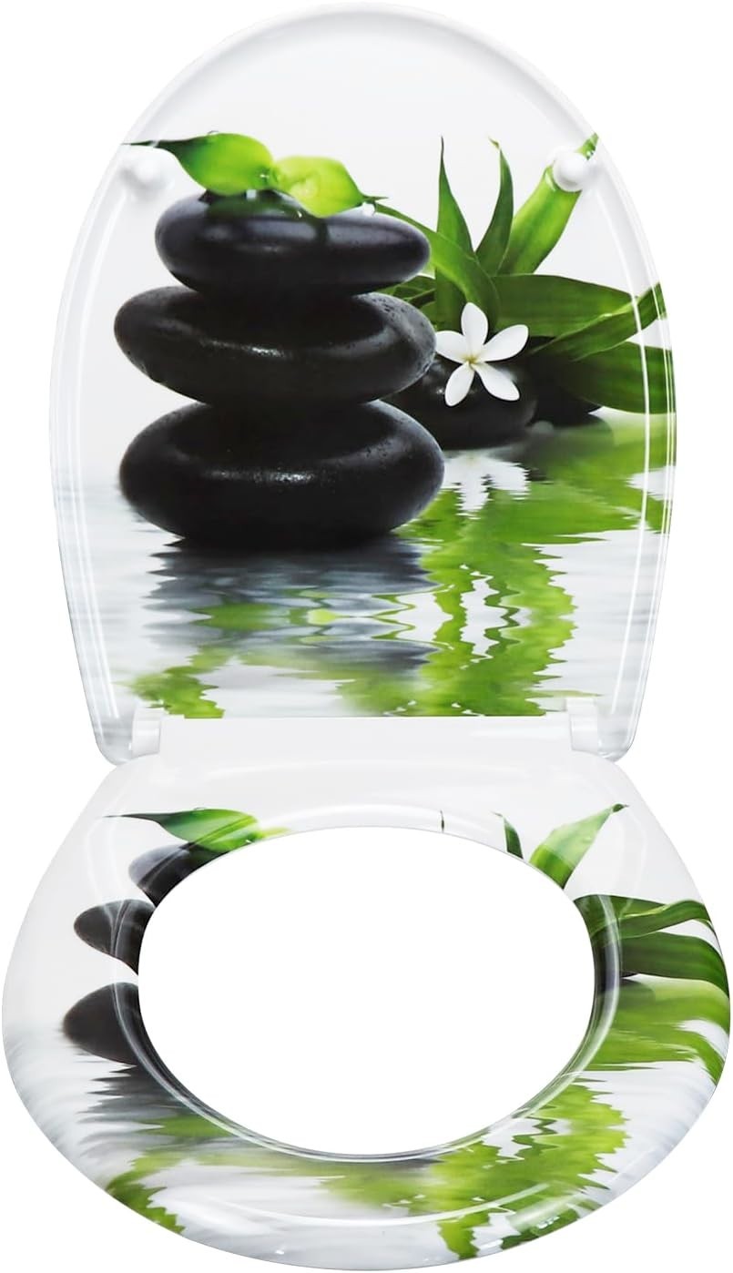 Toilet Seat Soft Close Quick Release Top Fixing Colourful Patterns 45x37cm