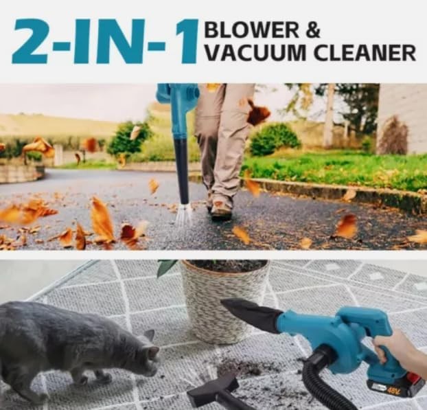 650W Cordless Leaf Blower Vacuum 2-in-1 Brushless High Power 21V