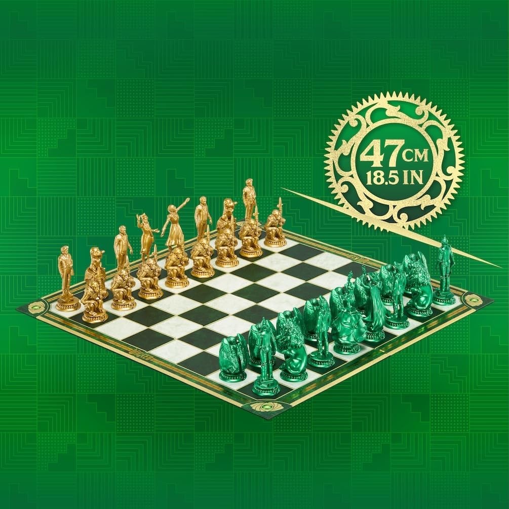 Luxury Wicked Chess Set Emerald & Gold Pieces – Display Board | Collector Gift
