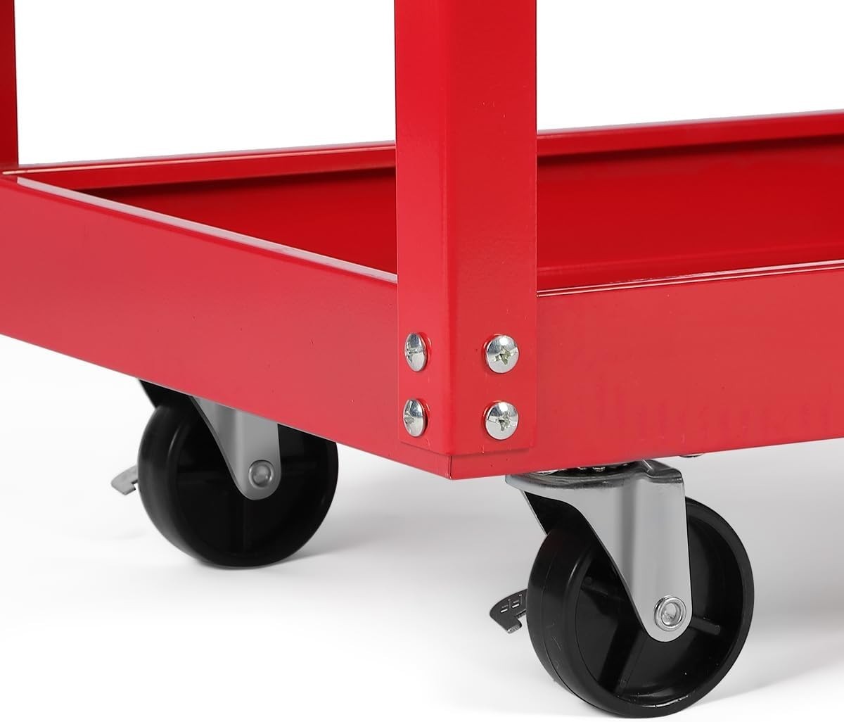 Heavy Duty Red 3-Tier Garage Tool Storage Trolley w/ Locking Wheels 35x82x76cm