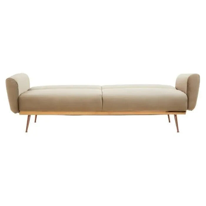 Mink Velvet Sofa Bed 3-Seater with Rose Gold Legs – Modern Recliner Lounge