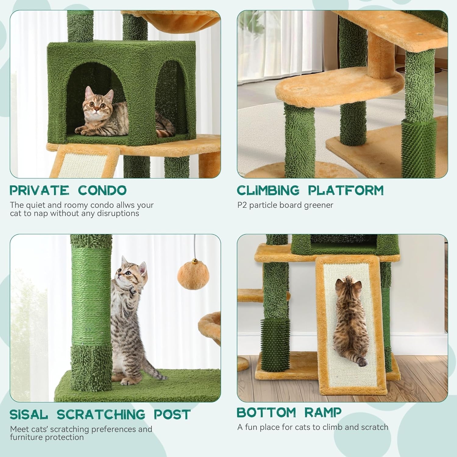 185cm Tall Cat Tree Tower with Scratching Posts Condo Perches Indoor