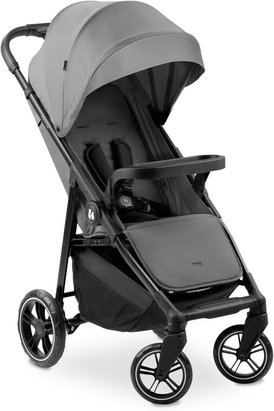 Lightweight Pushchair Foldable Pram Reclining Seat Snack Tray Cup Holder Grey