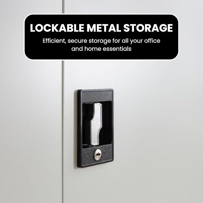 Tall Metal Storage Cabinet with Lockable Doors & Adjustable Shelves