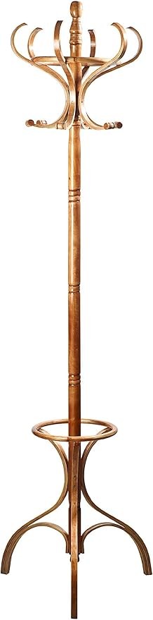 Tall Oak Floor Standing Coat Stand 184cm | Wooden Hall Tree Hanger for Coats
