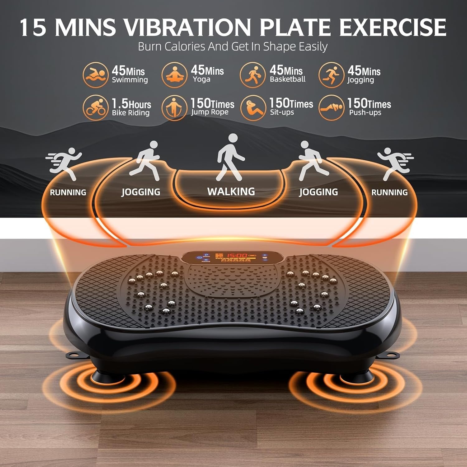 Vibration Plate Exercise Machine 5 Programs 330LB Lymphatic Body Shaper