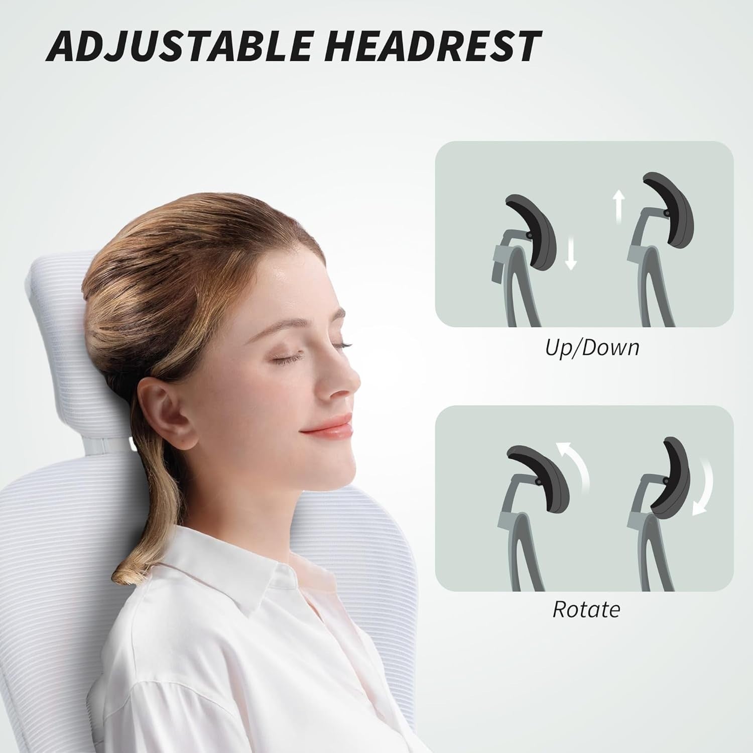 Ergonomic Mesh Office Desk Chair Adjustable Lumbar Headrest Swivel White 120kg L