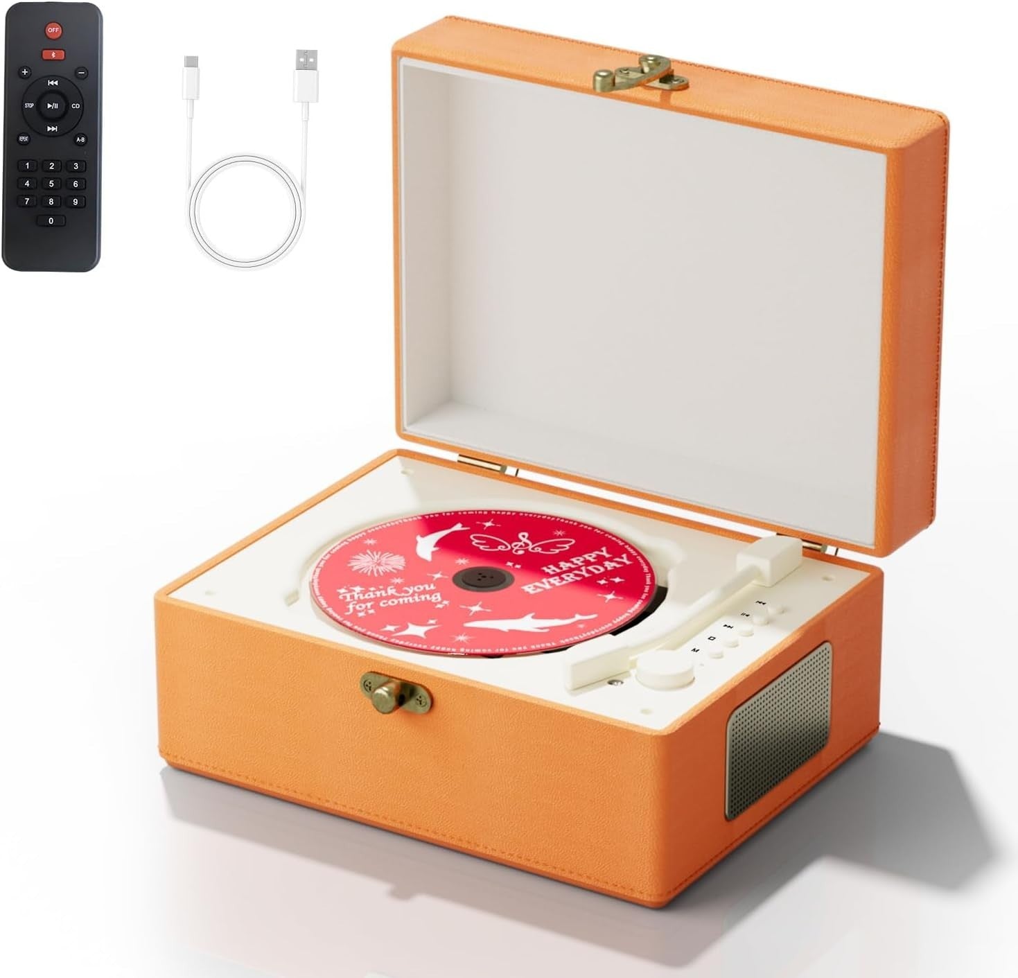Portable Bluetooth CD Player with Speakers Rechargeable Music Box