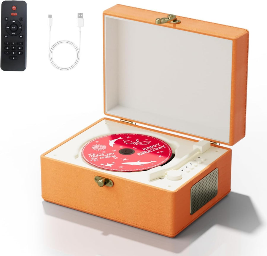 Portable Bluetooth CD Player with Speakers Rechargeable Music Box