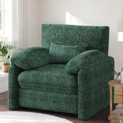 Large Green Velvet Armchair Sofa Chair High Back + Lumbar Support