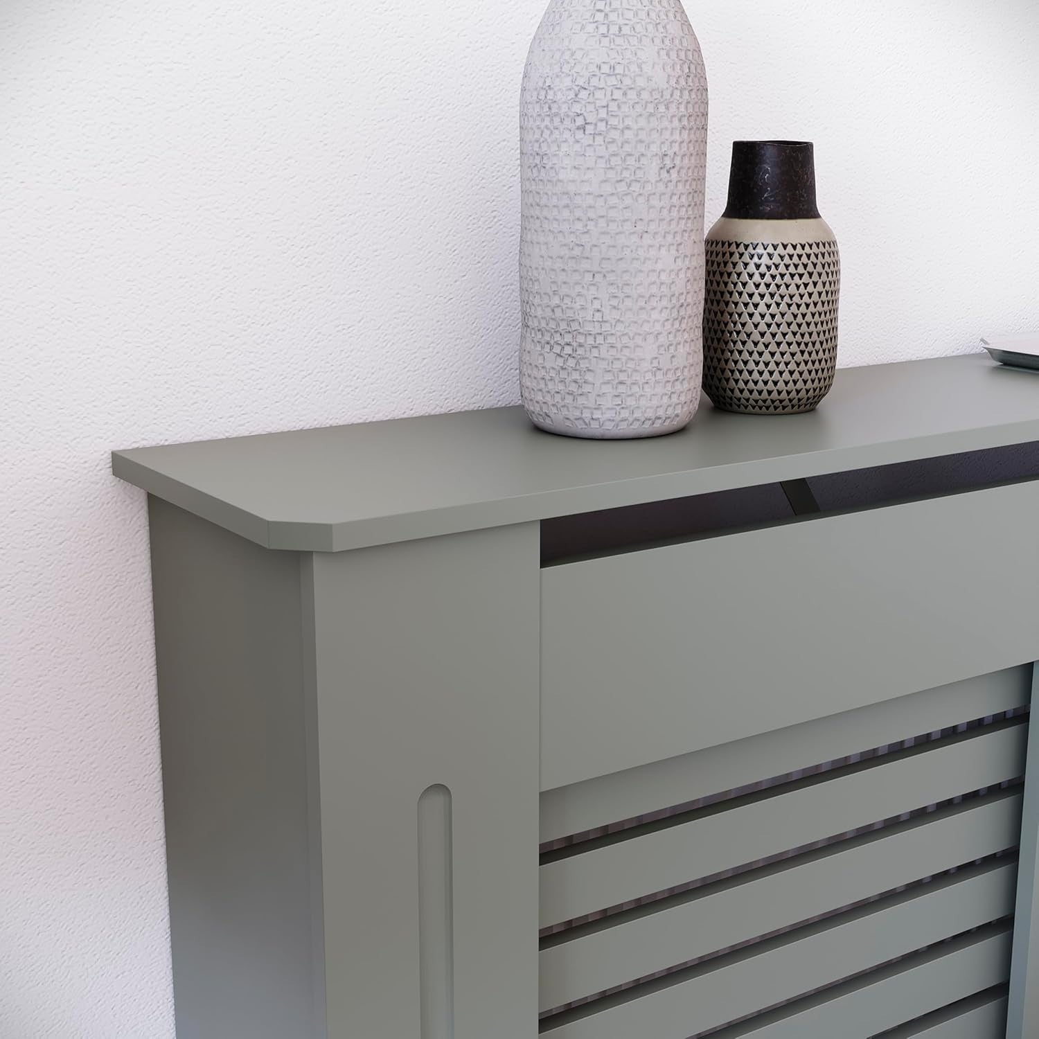 Medium Olive Grey Radiator Cover MDF Cabinet Modern Style 111x82x19cm