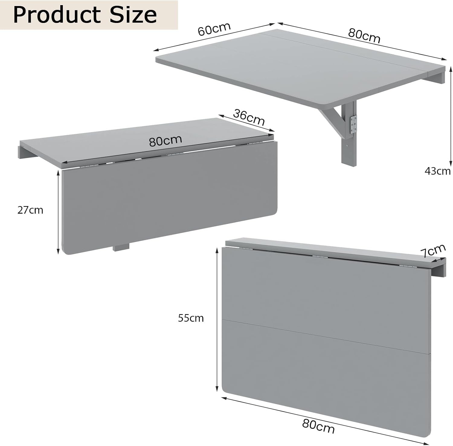 Wall Mounted Folding Desk Drop Leaf Laptop Table Space Saving Home Office