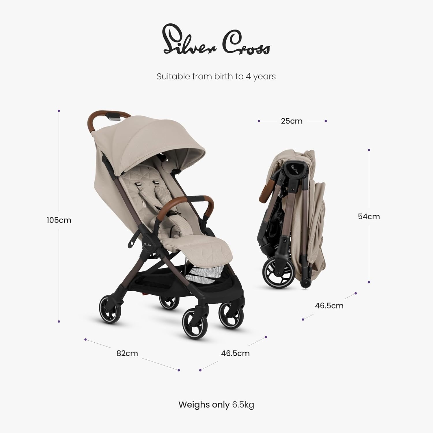 Ultra Compact One-Hand Fold Travel Pushchair Lie-Flat Newborn–4Y 22kg