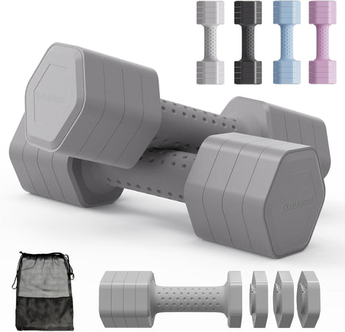 4 in 1 Adjustable Dumbbells Pair 1–5kg Soft Grip Home Fitness Set