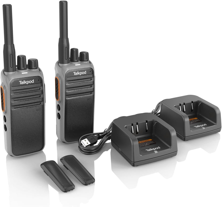 PMR446 Walkie Talkies 2 Pack Rechargeable VOX 32 Channel USB Charger