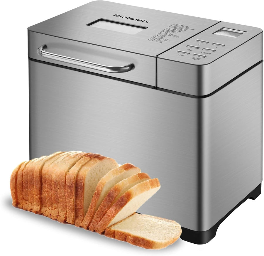 Stainless Steel Bread Maker 1kg 19 Programs Gluten-Free Jam Nut Dispenser